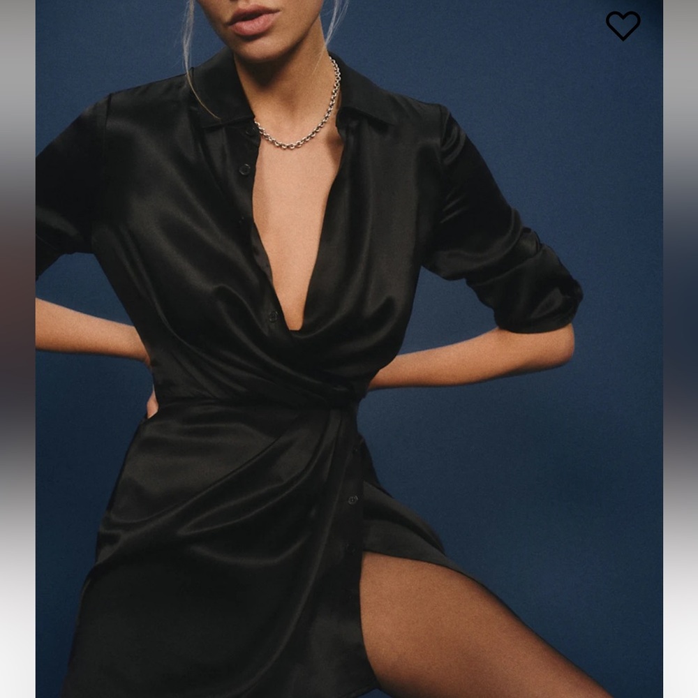 Reformation Elaine Silk Dress in Black